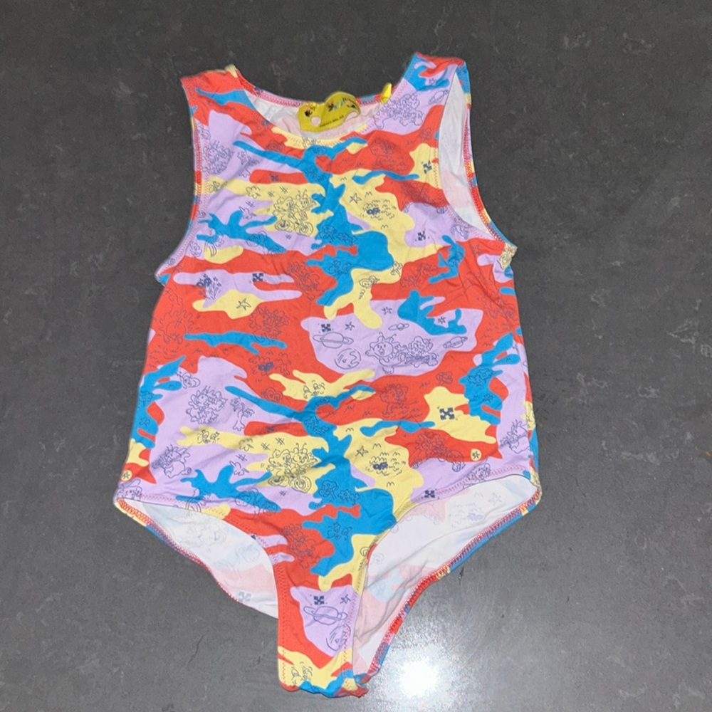 Off-White one piece bathing suit.